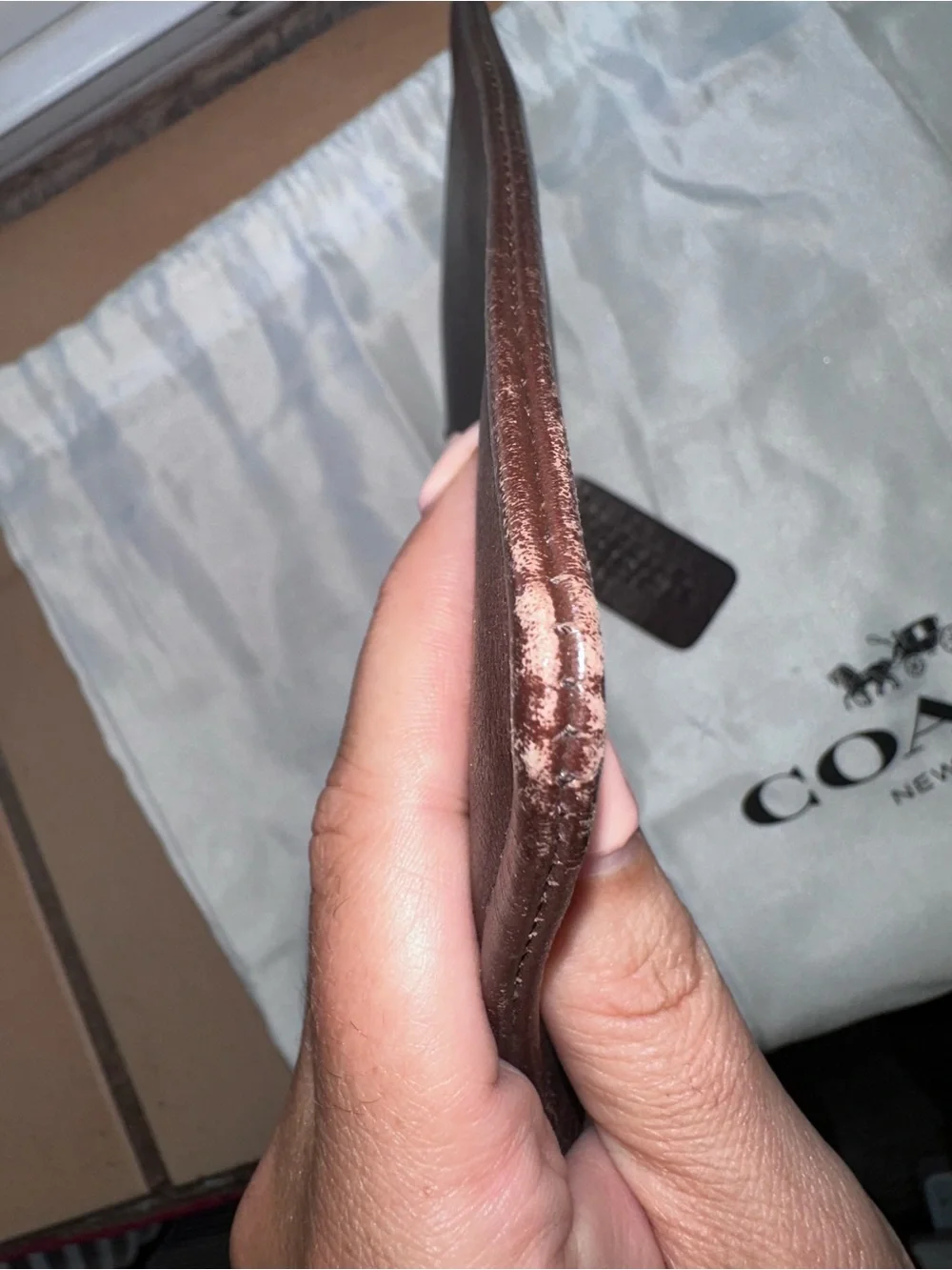 Coach leather zip